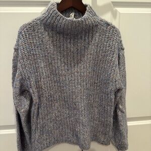 Elegant Heathered Blue Turtleneck Sweater